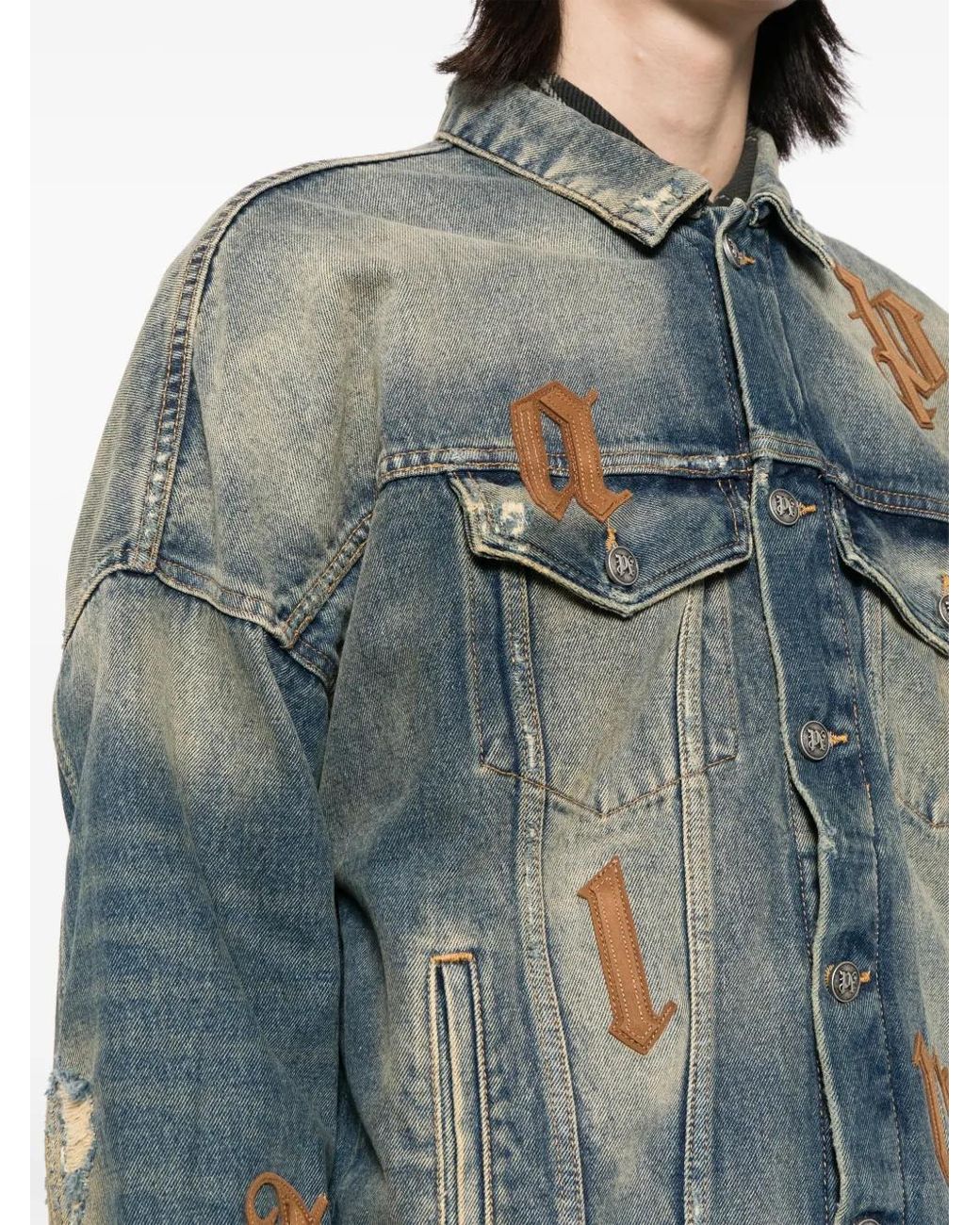 Palm Angels Blue Flap Pockets Denim Jacket for men