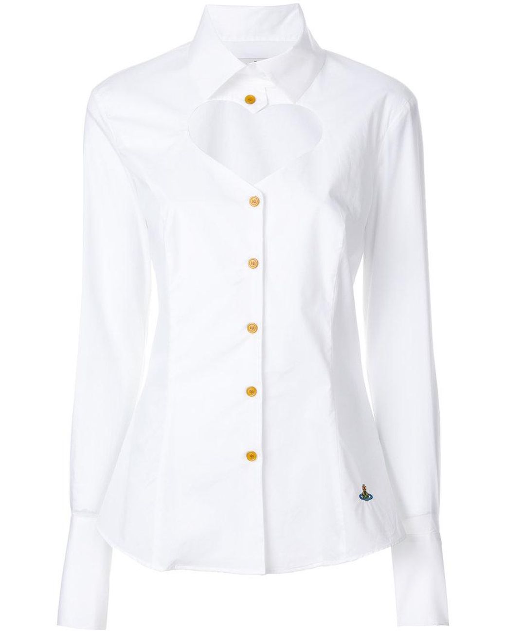 Vivienne Westwood Cutout Heart Shirt in White | Lyst