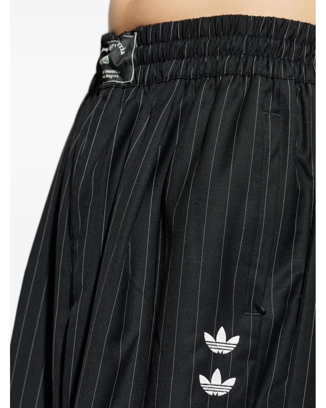 Adidas Black Chavarria Pinstripe-Pattern Wide-Leg Trousers for men