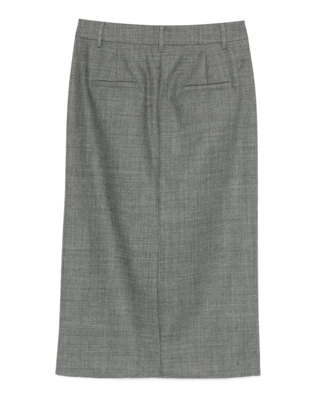 Tibi Gray Jupe Mi-Longue À Fente Au Dos