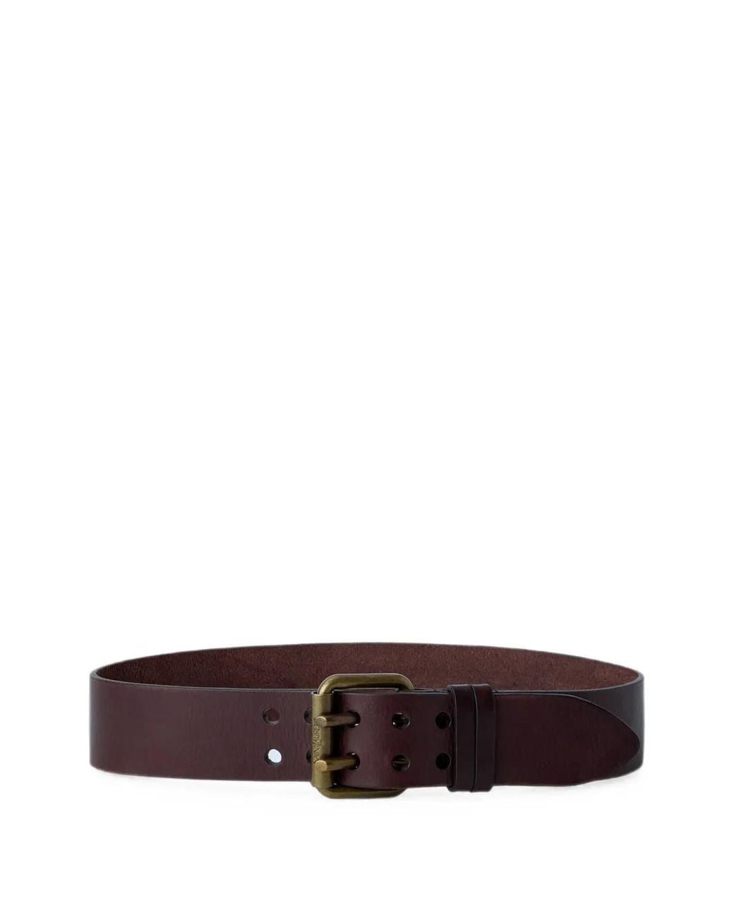 Saint Laurent White Double-Buckle Leather Belt