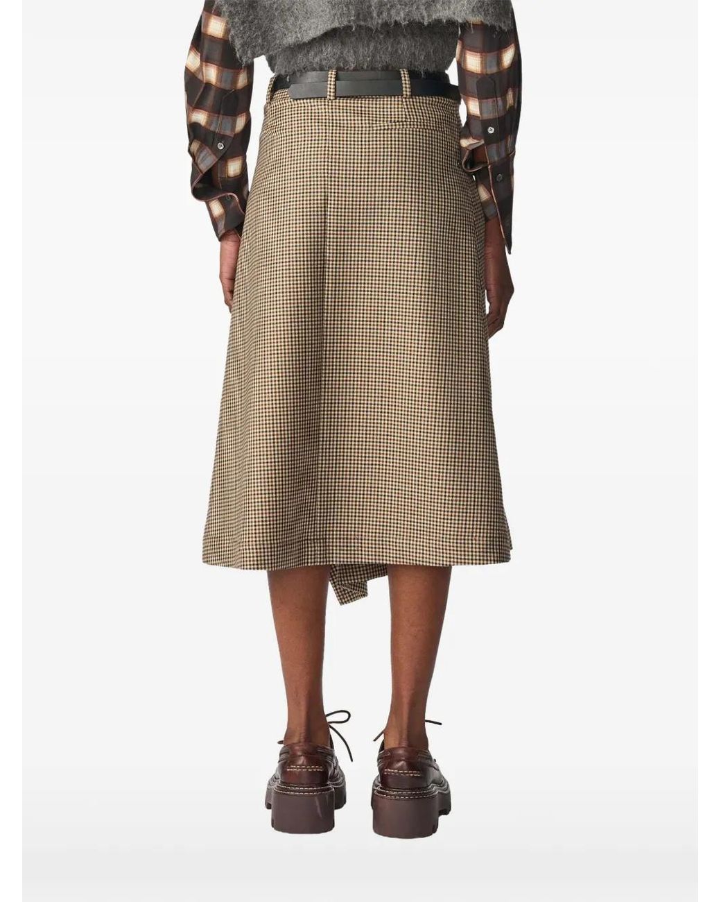 Monse Brown Pleated Wrap Midi Skirt