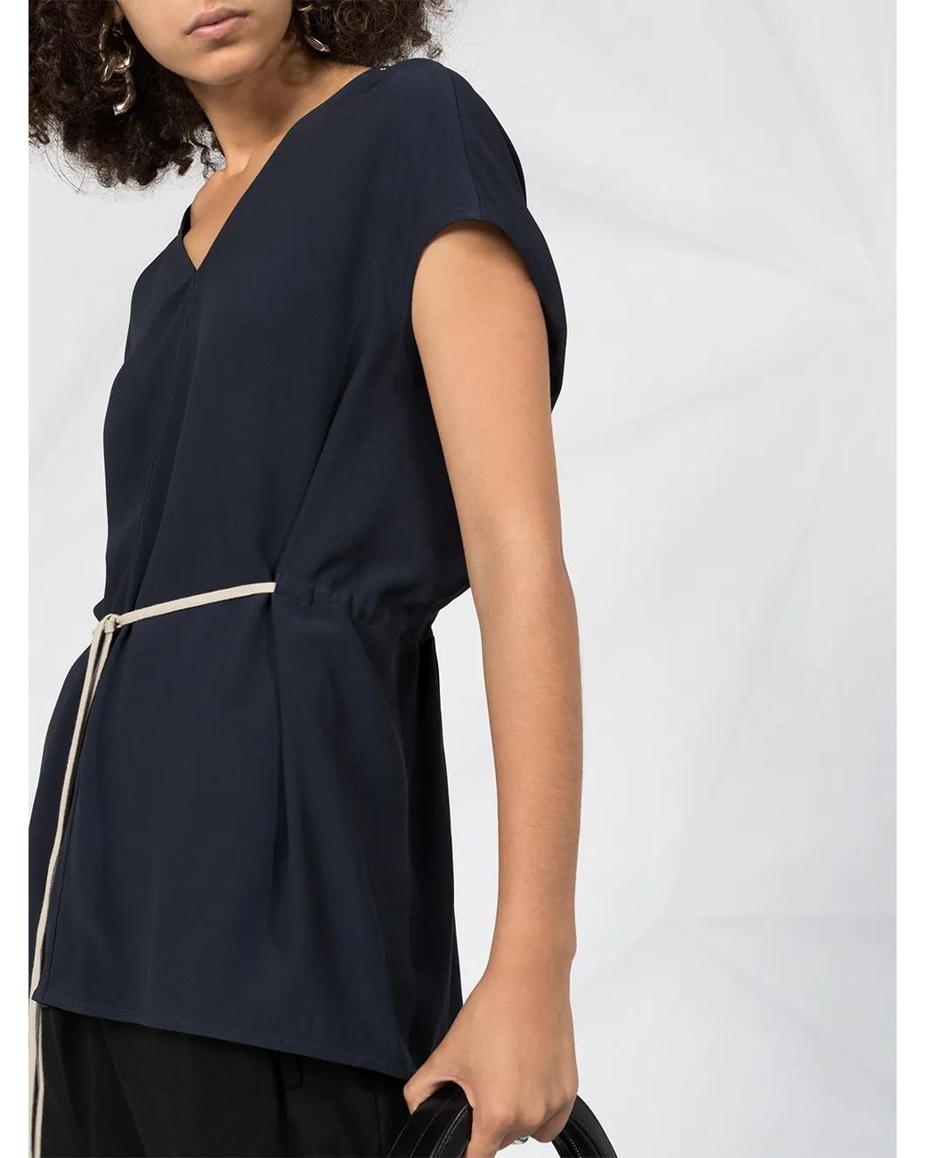Rick Owens Blue Gathered Waist Tunic