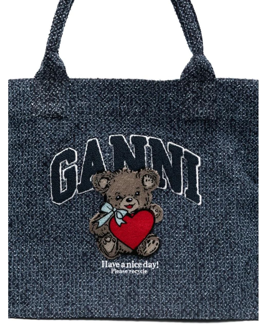 Ganni Blue Denim Tote Bag