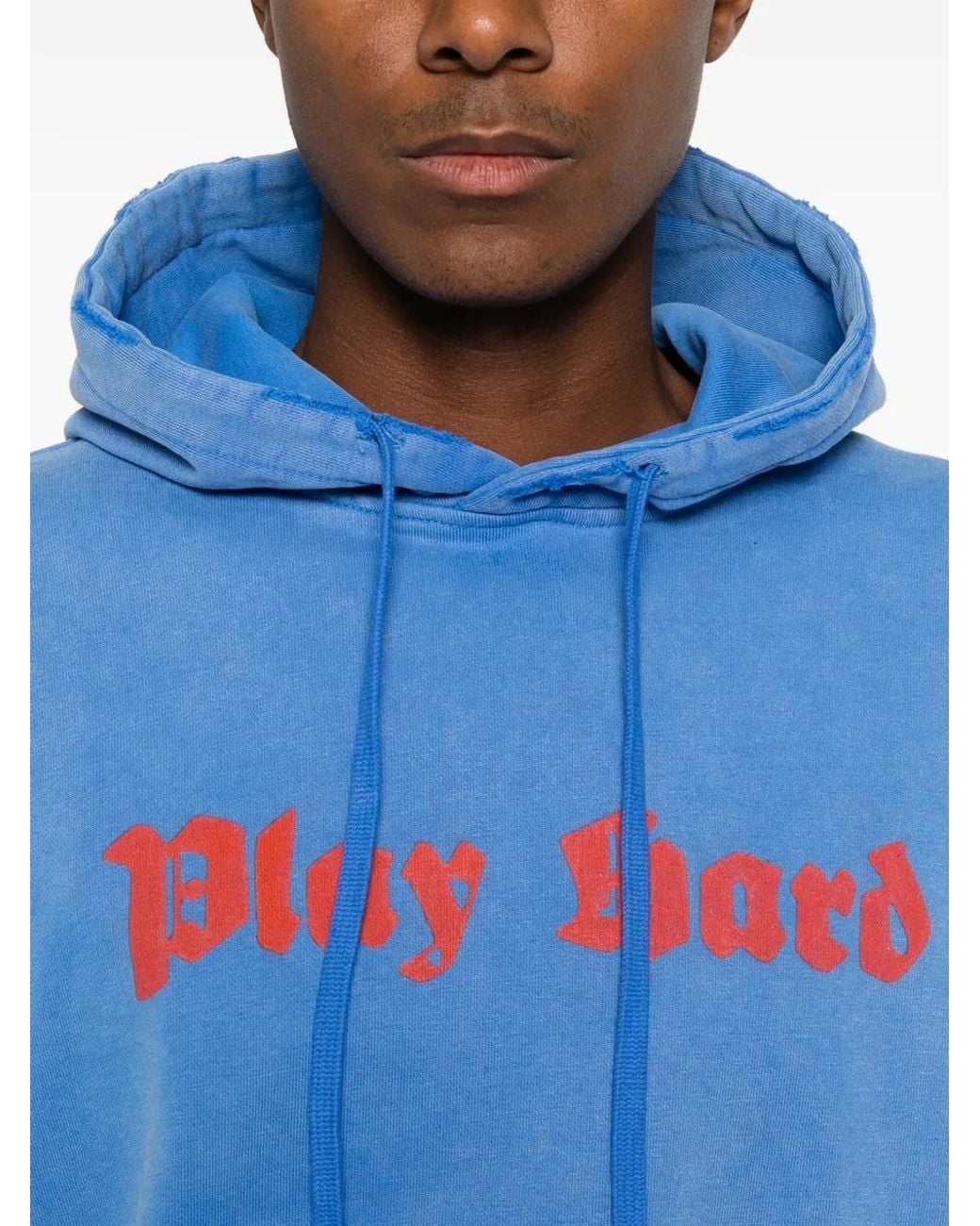 DAGGER Blue Hoodie Imprimé À Effet Usé for men