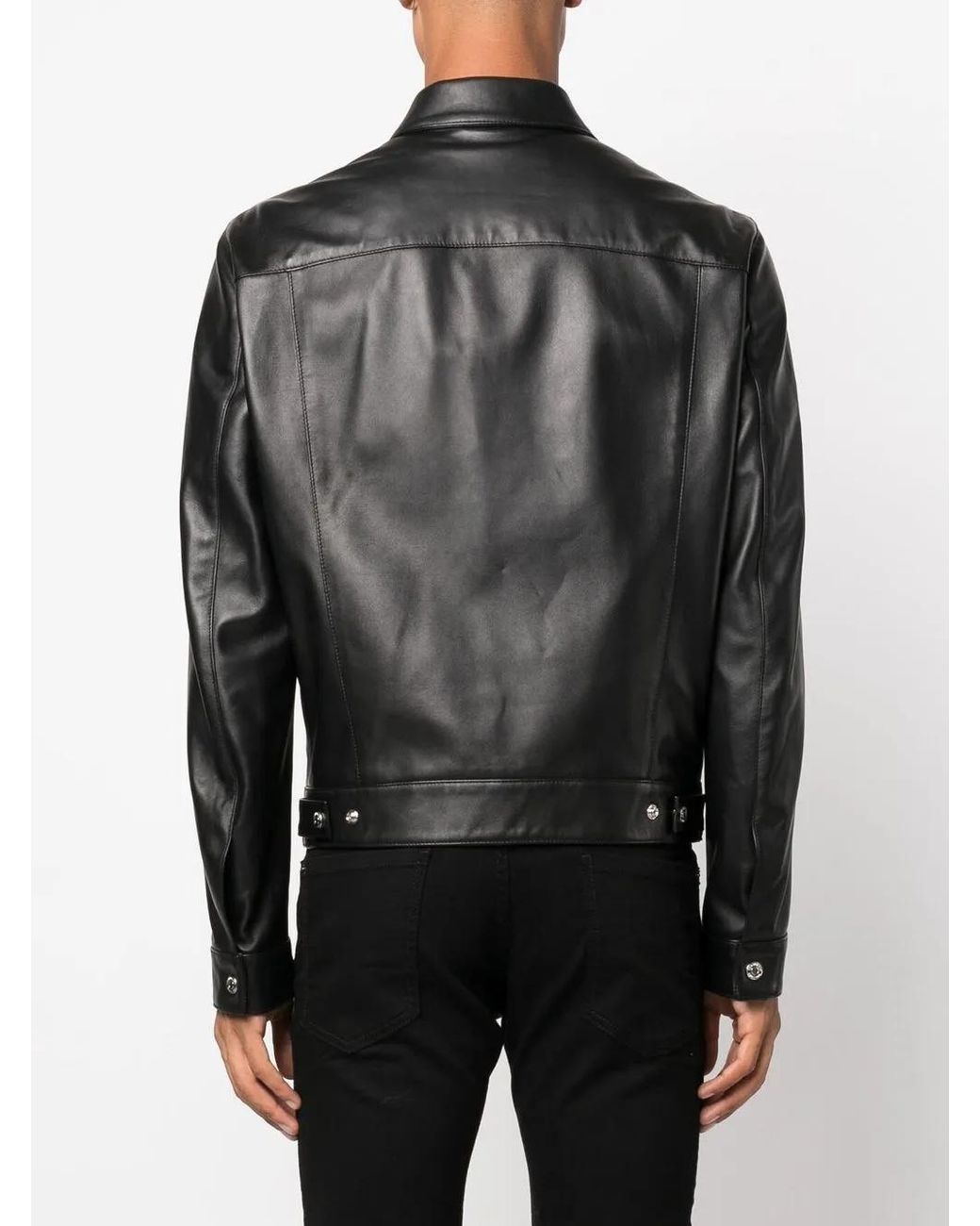 DSquared² Black Leather Dan Jeans Jacket for men