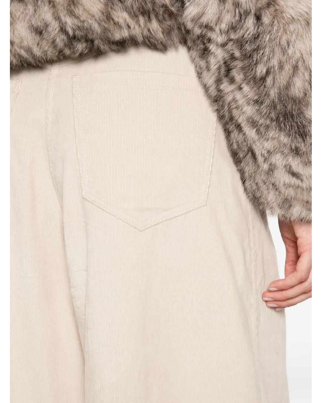 Brunello Cucinelli White Wide-Leg Corduroy Trousers