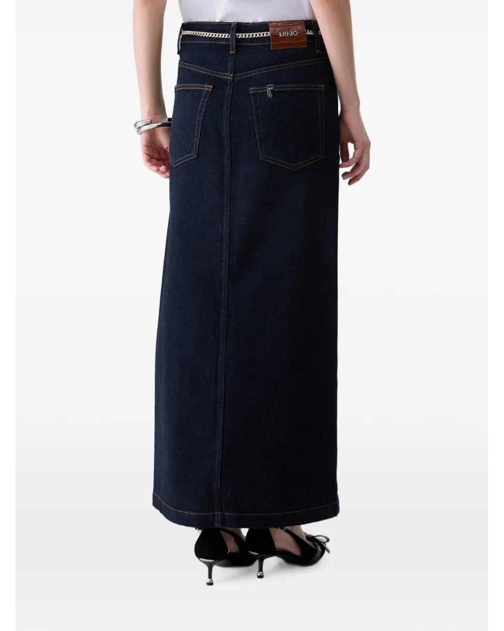 Liu Jo Blue Denim Maxi Skirt
