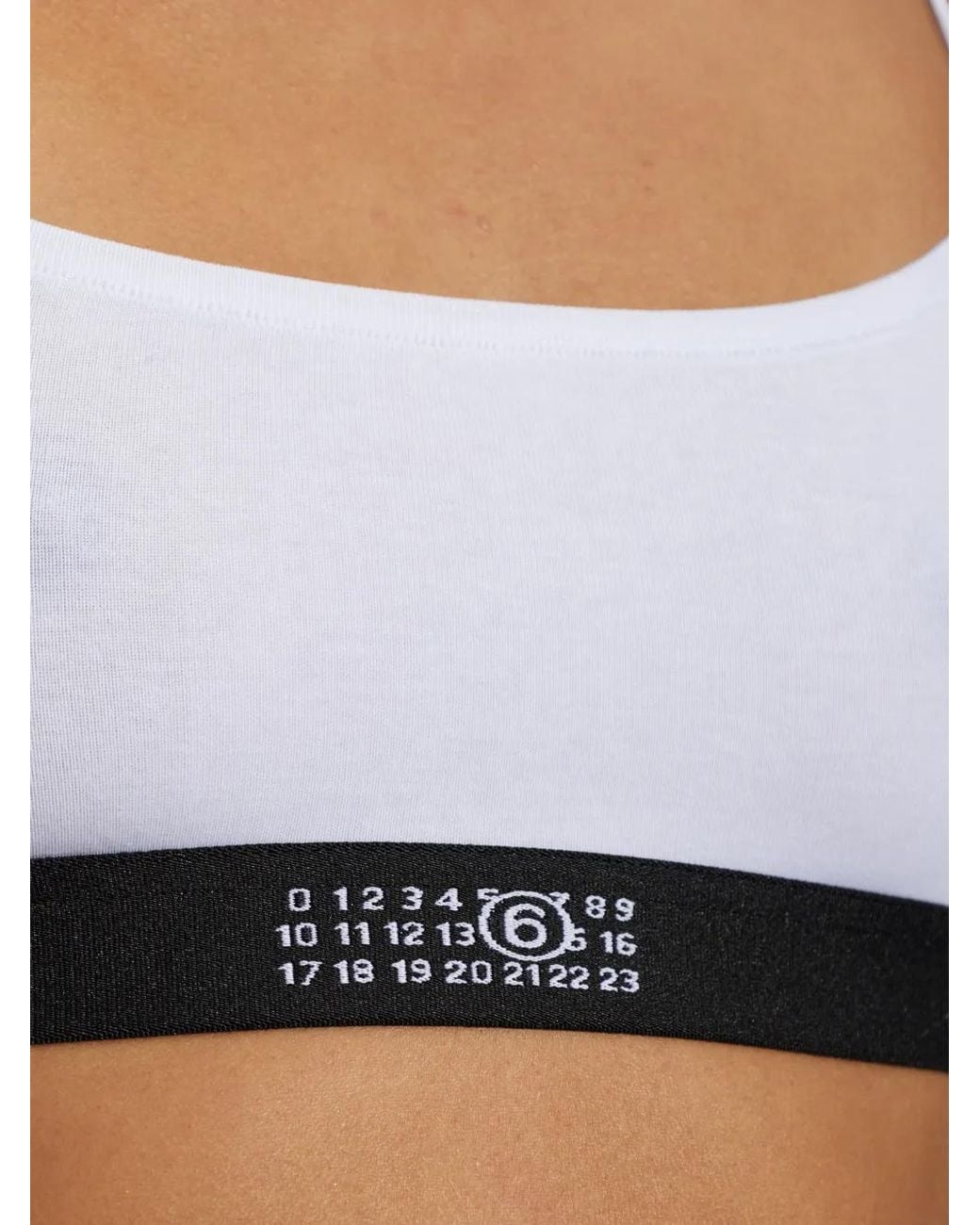 MM6 by Maison Margiela White Logo-Print Elasticated Bra