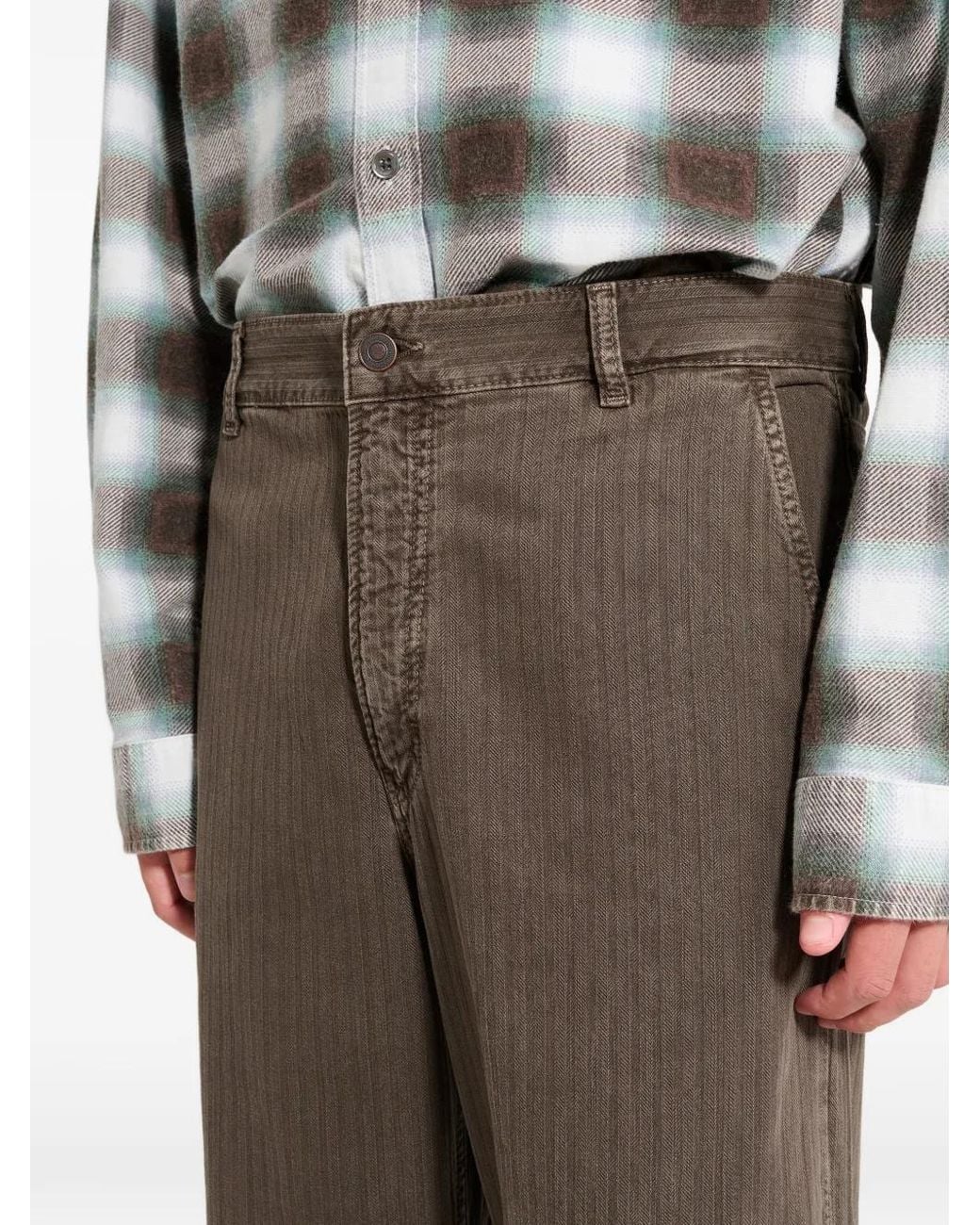 Jeanerica Brown Genua Chevron Trousers for men