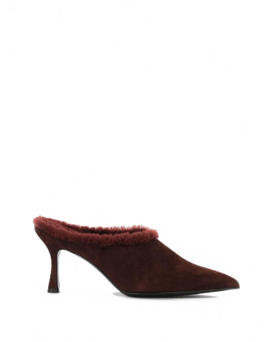 Guglielmo Rotta Brown Shearling-Trim Suede Mules