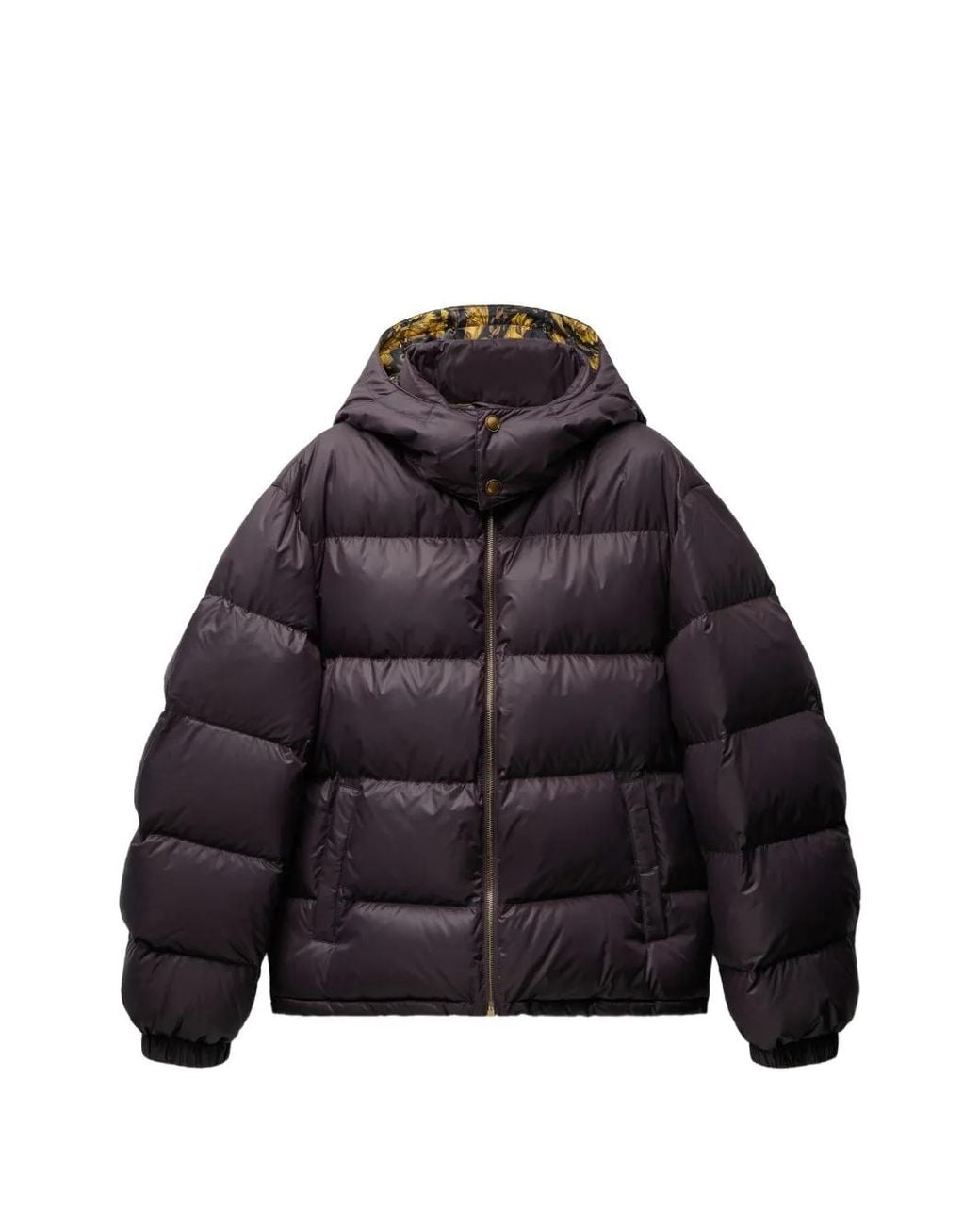 Versace Purple Detachable-Hood Down Jacket for men