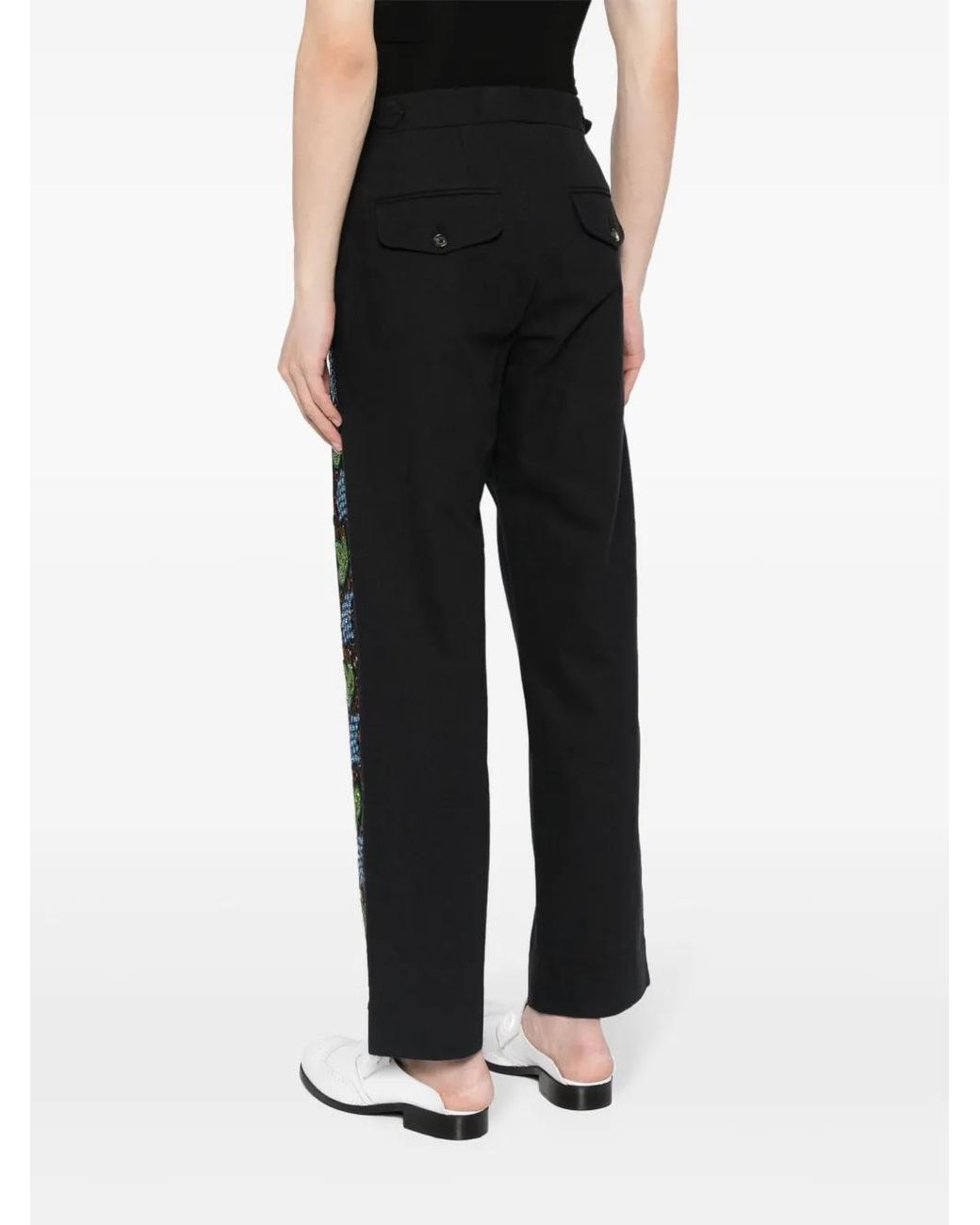 Bode Black Beaded Concord Embroidered Trousers for men