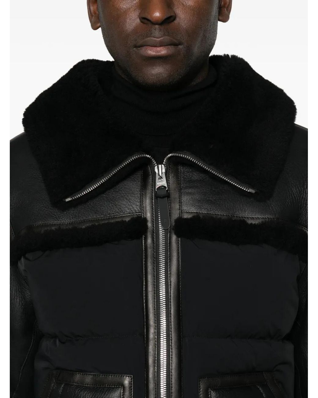 Mackage Black Shearling-Trim Padded Jacket for men