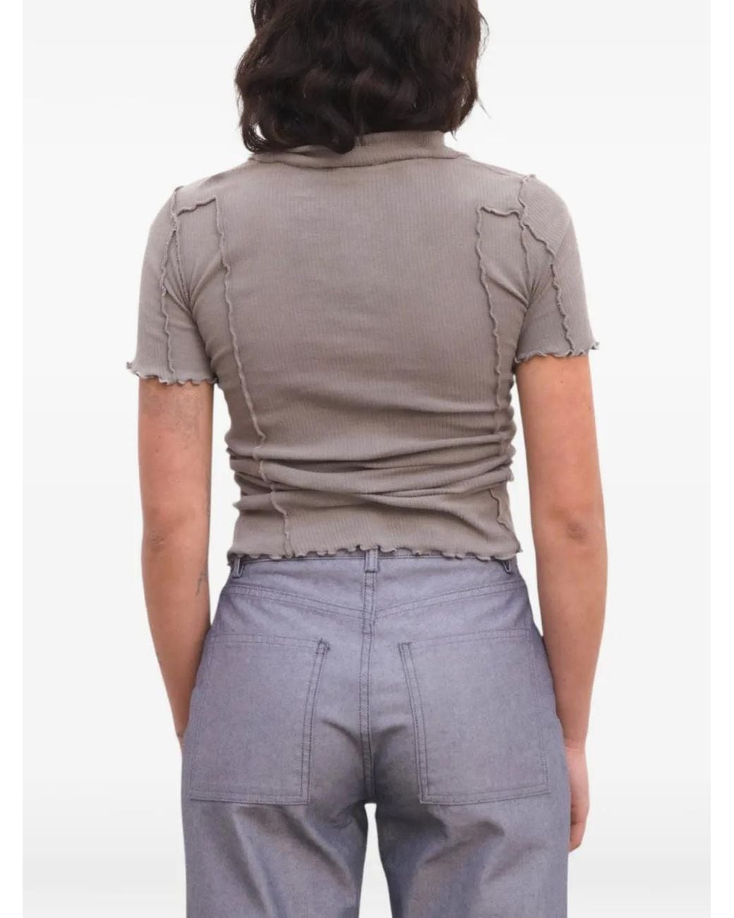 Baserange Omato Geribbeld Poloshirt in het Gray