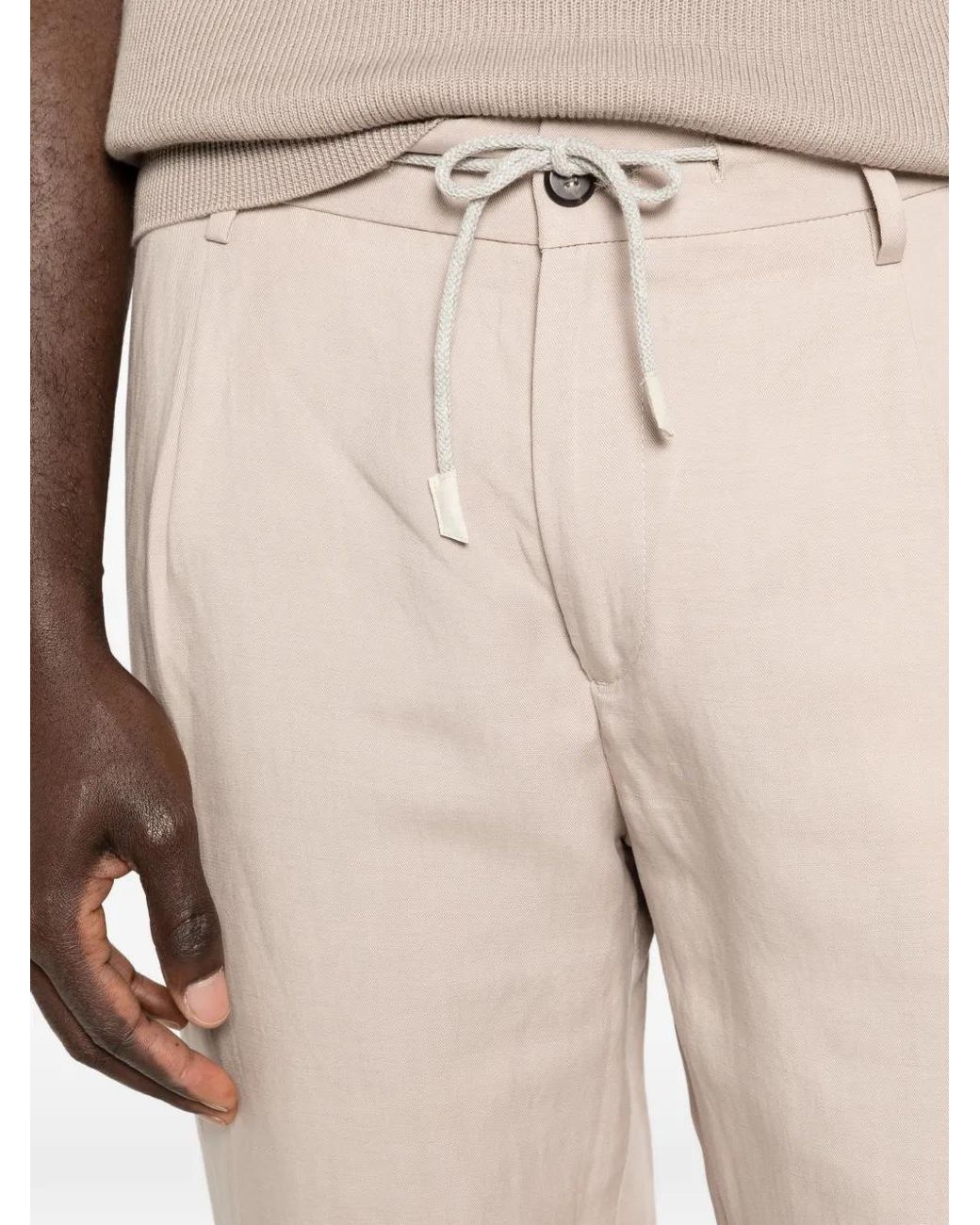 Eleventy White Drawstring Pleated Trousers for men