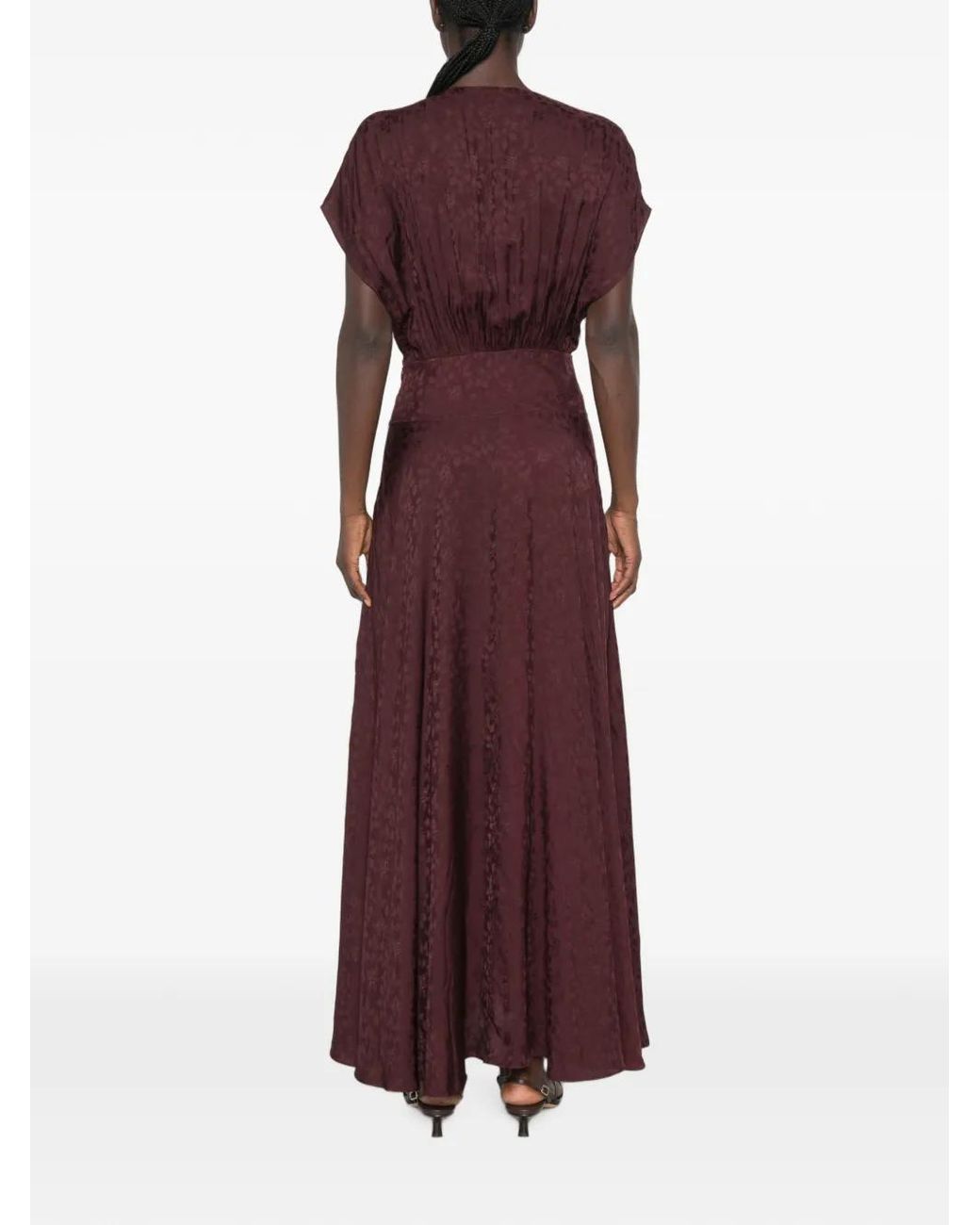 Maje Purple Robe À Fleurs En Jacquard