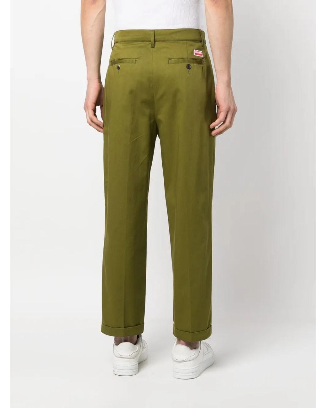 KENZO Green Straight-Leg Tailored Trousers for men