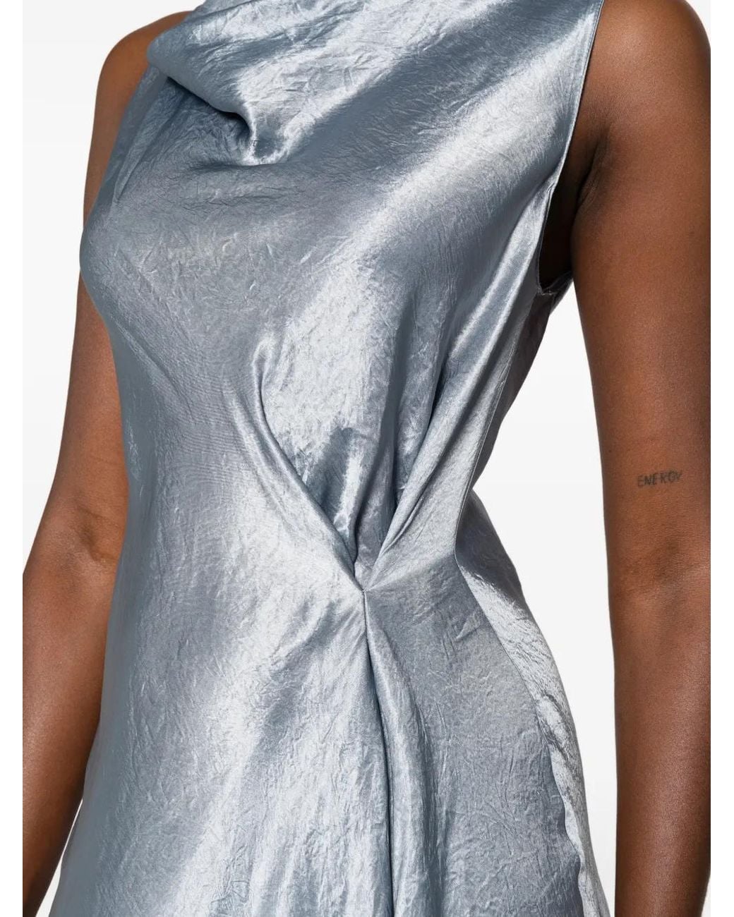 Marella Blue Libero Cowl-Neck Draped Maxi Dress