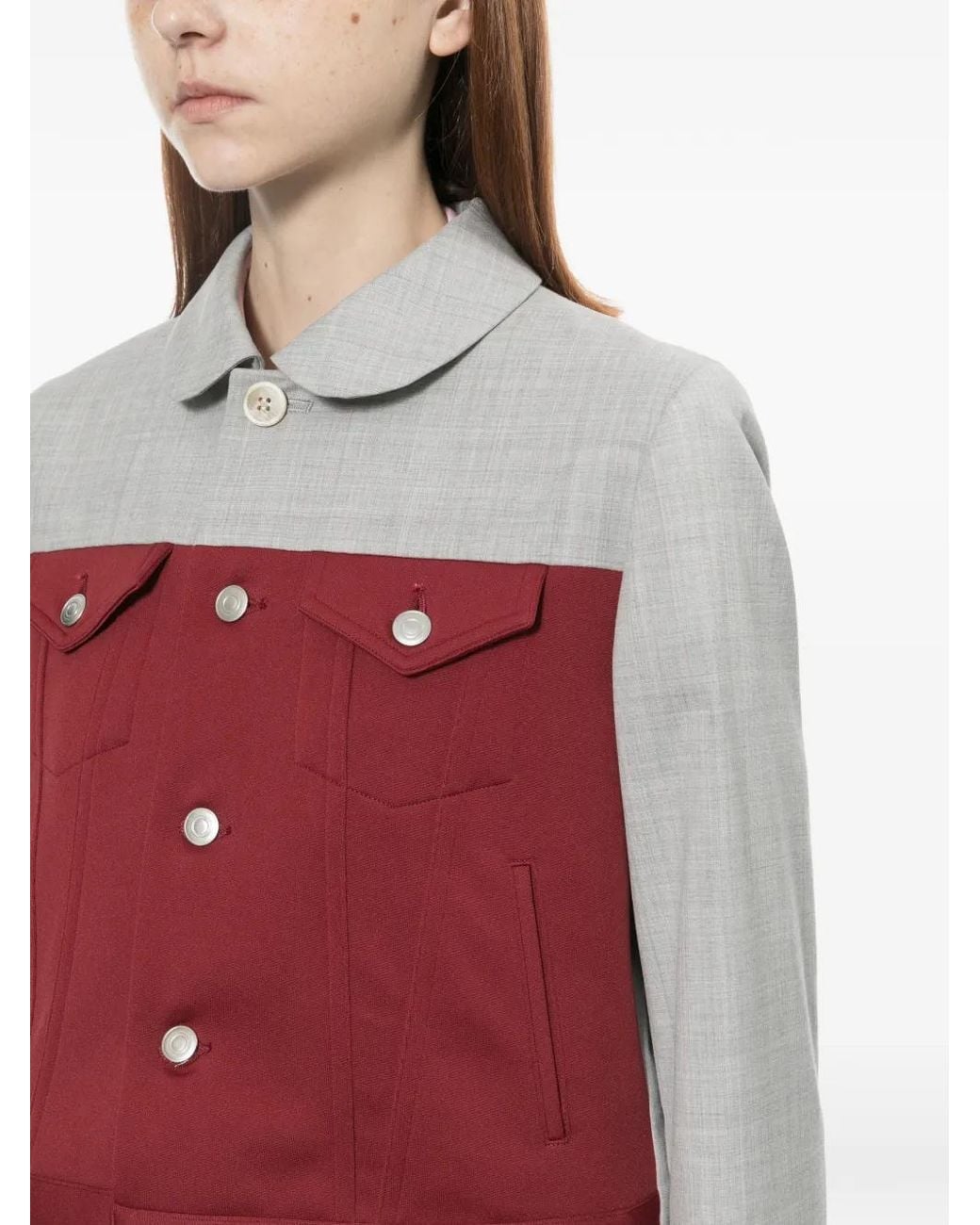 Comme des Garçons Red Two-Tone Panelled Jacket