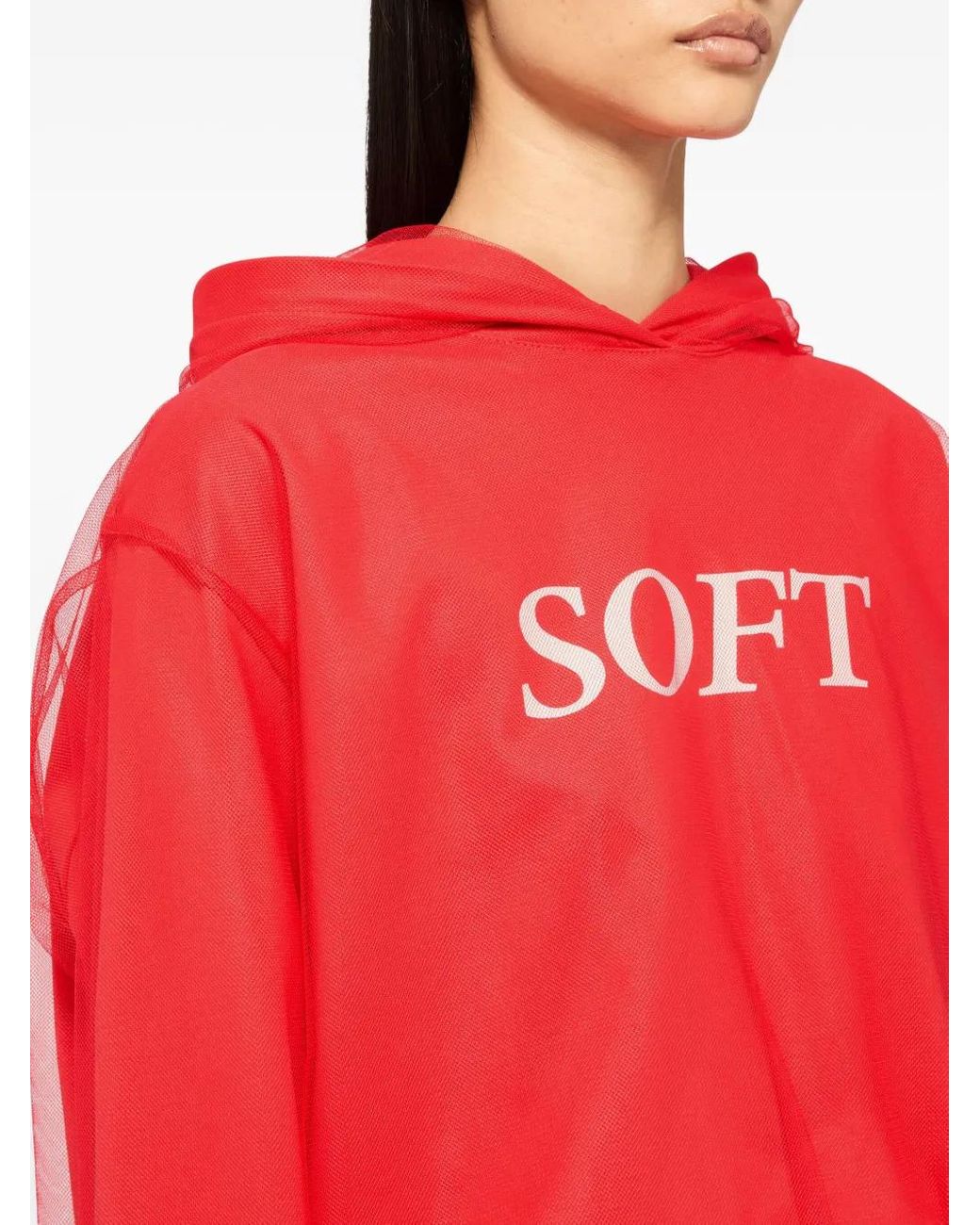 MSGM Red Long-Sleeve Hoodie