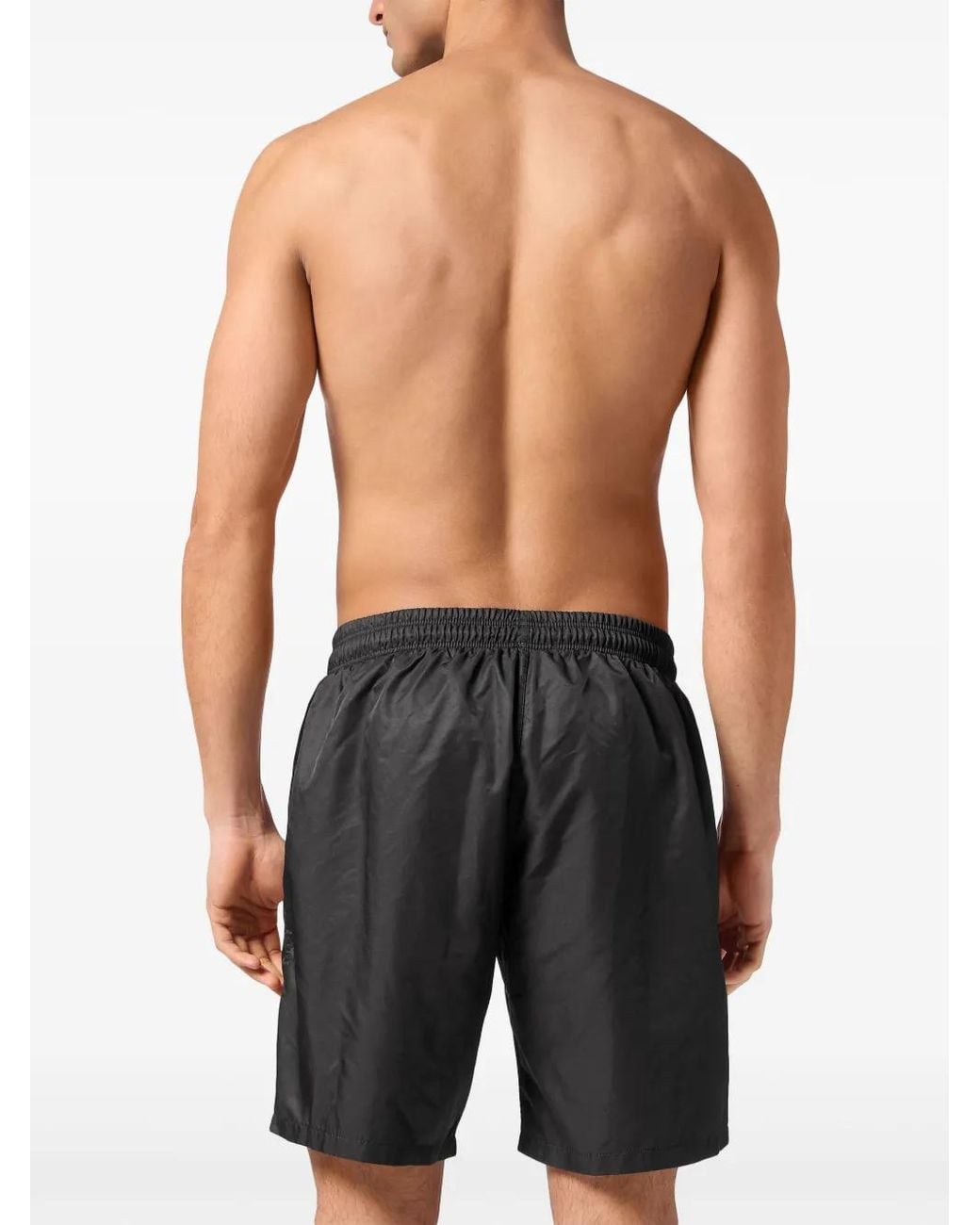 Philipp Plein Black Skeleton-Print Swim Shorts for men