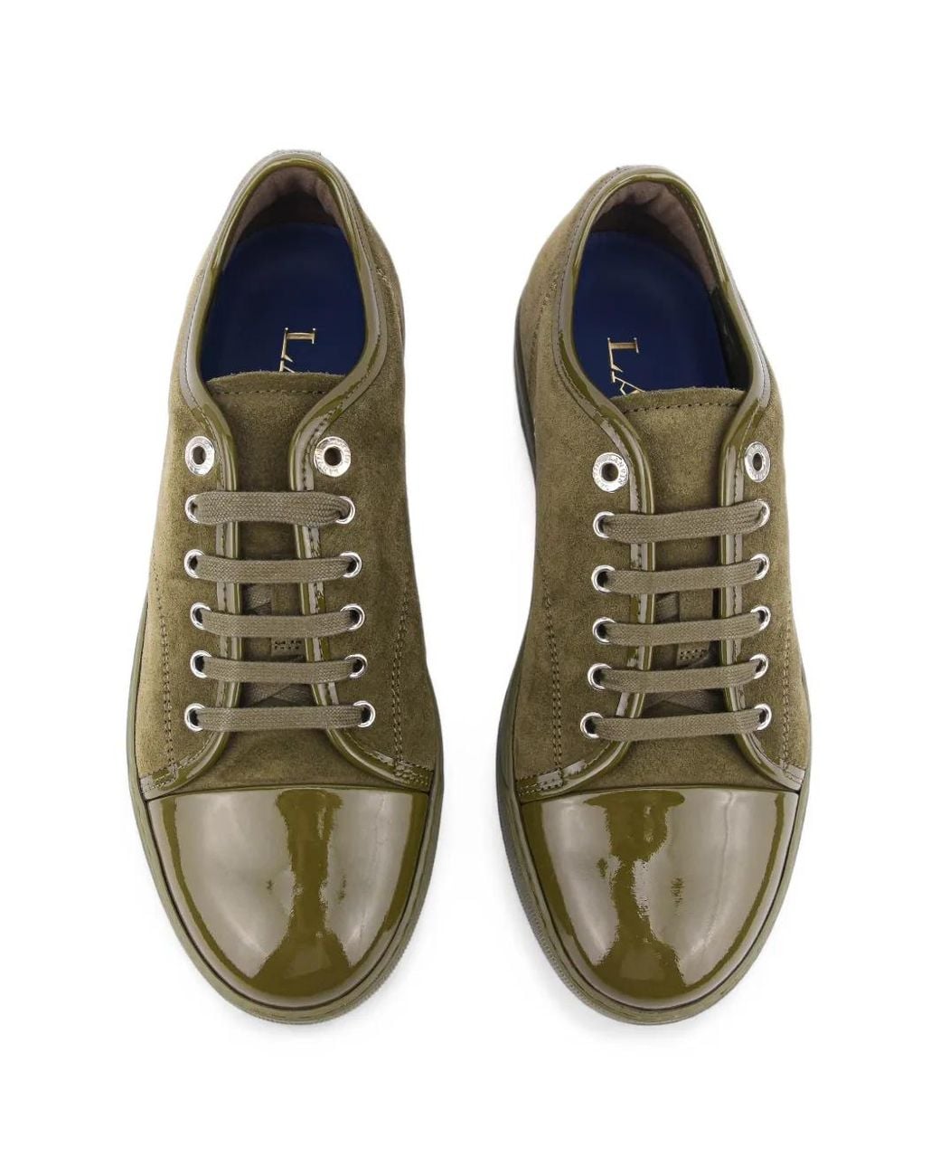 Lanvin Green Dbb1 Patent-Trimmed Sneakers for men