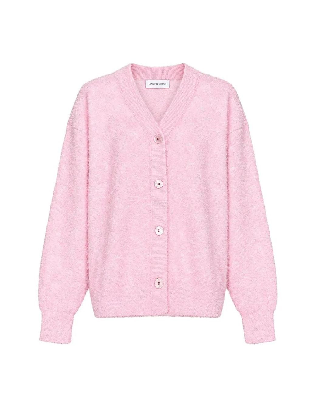 MARINE SERRE Pink Fluffy Moon Jacquard Knit Long-Sleeves Cardigan