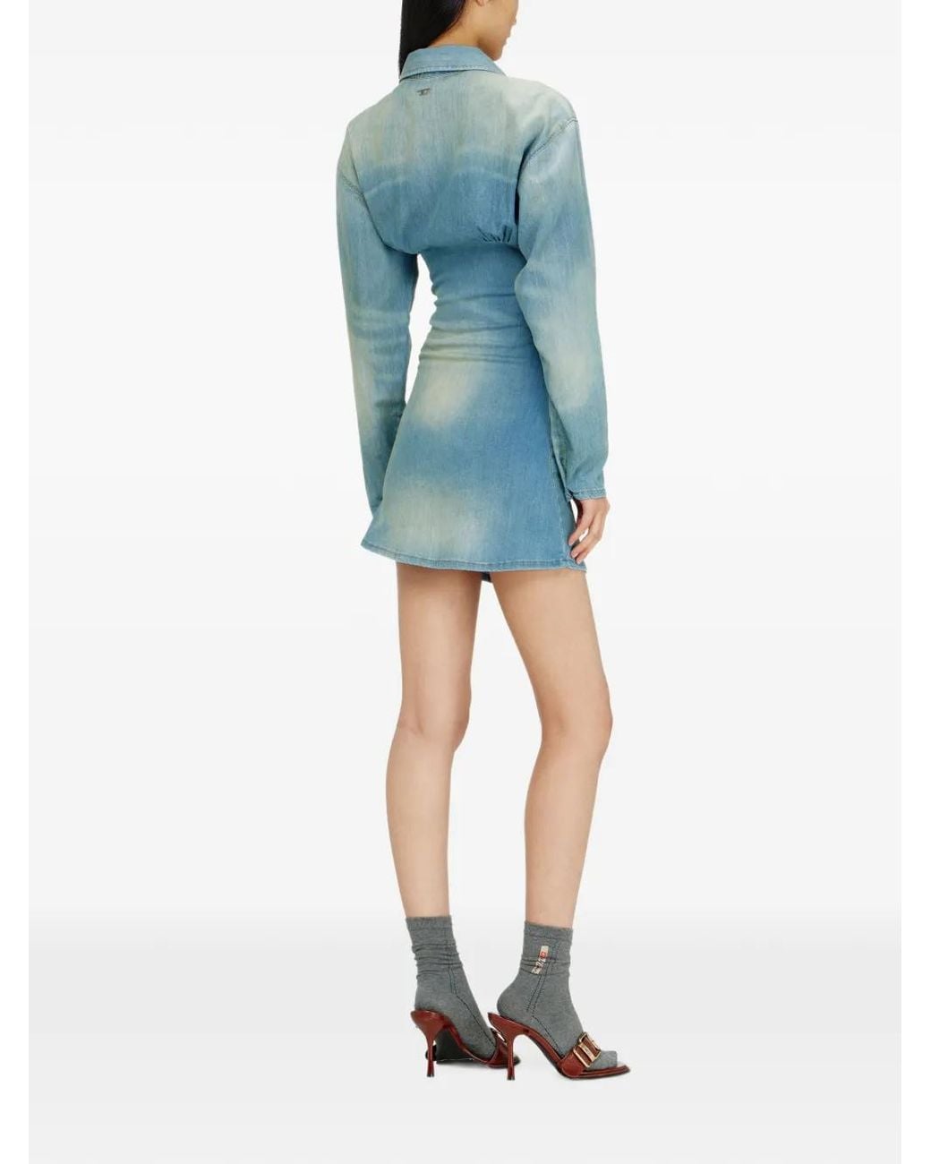 DIESEL Blue Denim Mini Shirt Dress With Sectioned Design
