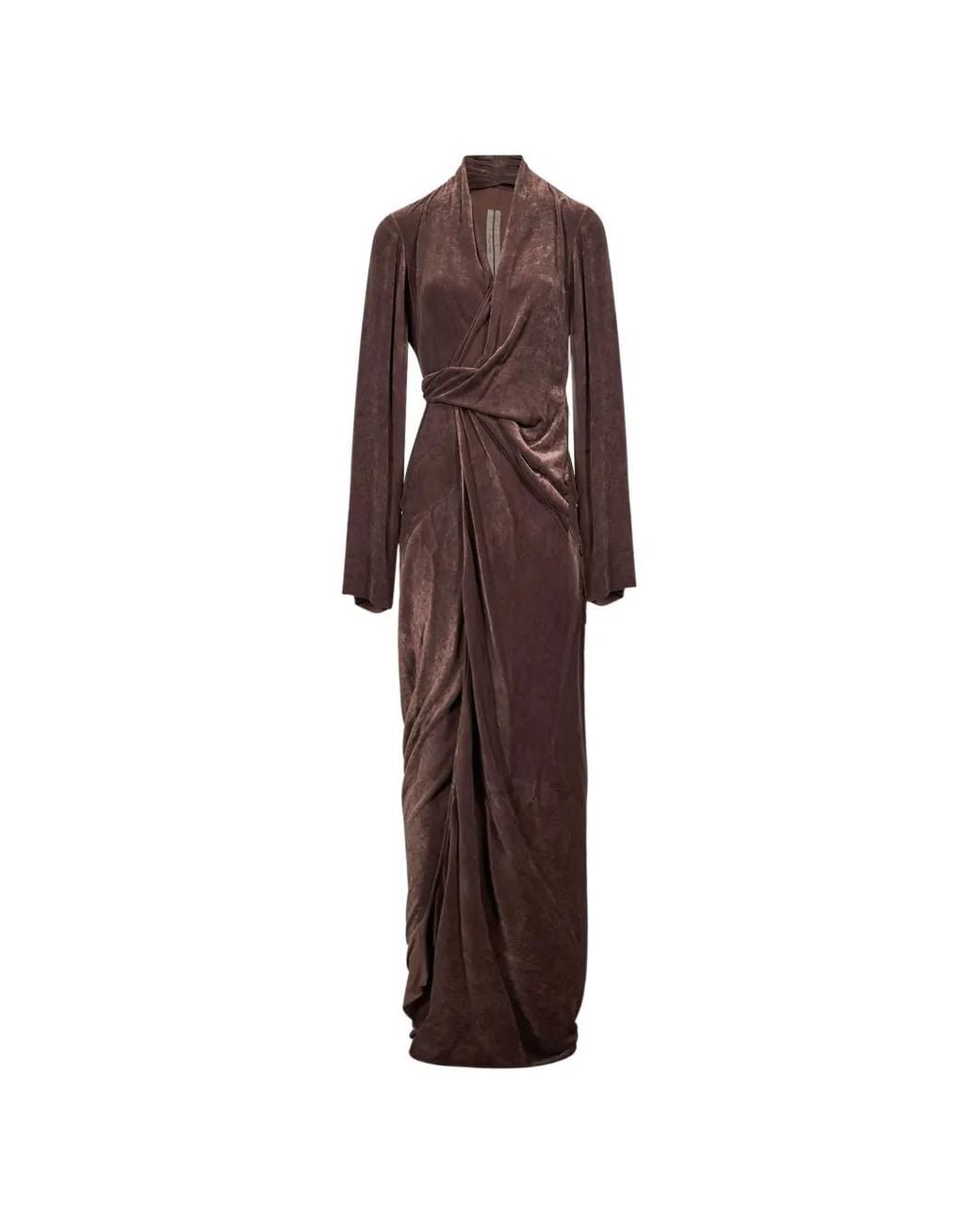 Rick Owens Brown Tower Long Wrap Gown