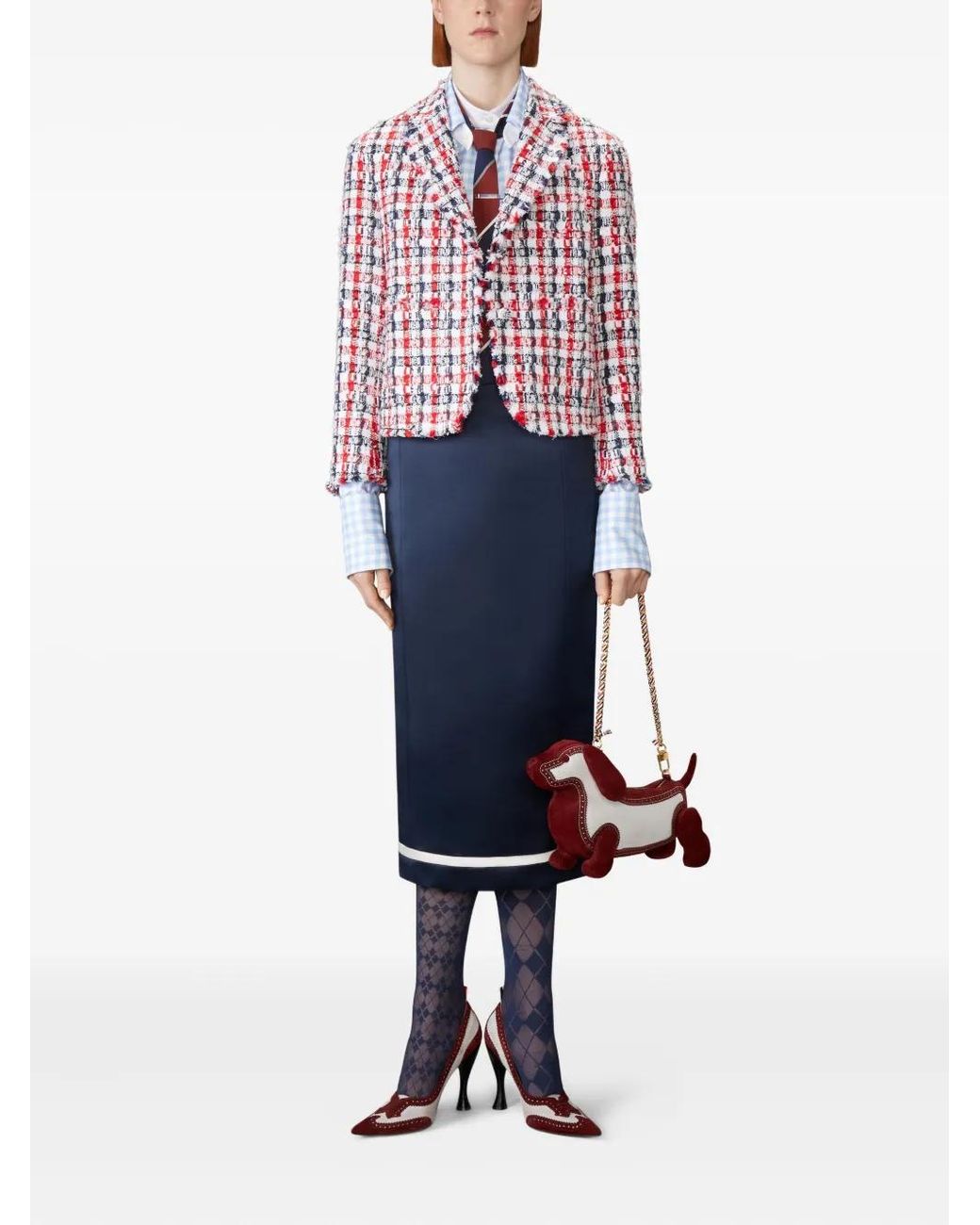 Thom Browne Blue Twill Gingham Shirt