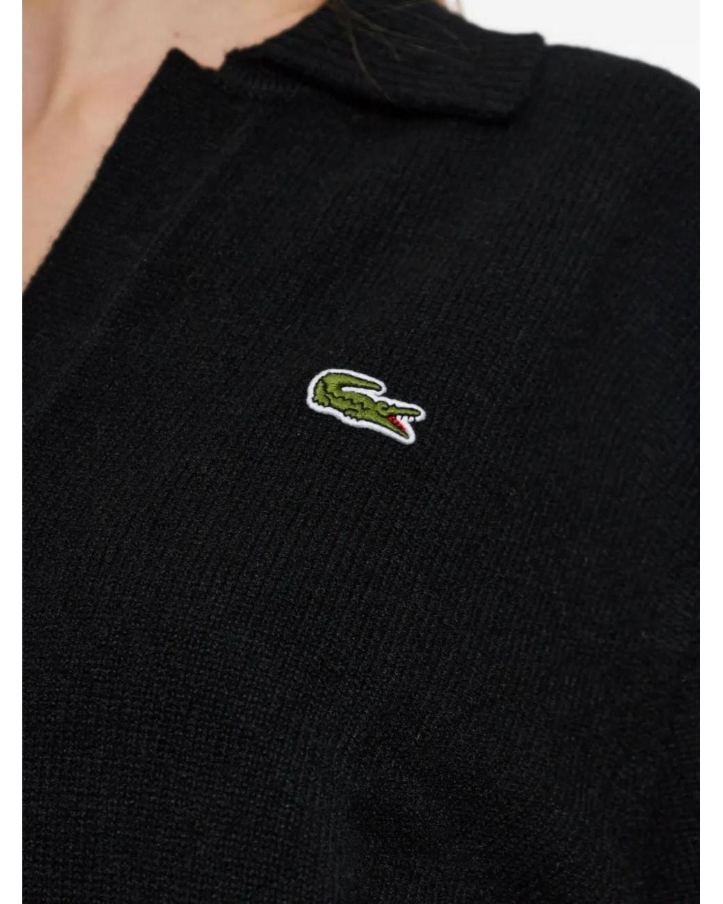 Lacoste Blue 3D Cashmere Knit Polo-Collar Sweater