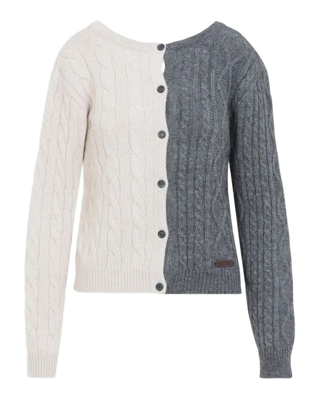 Moschino Blue Bicolor Wool Cardigan