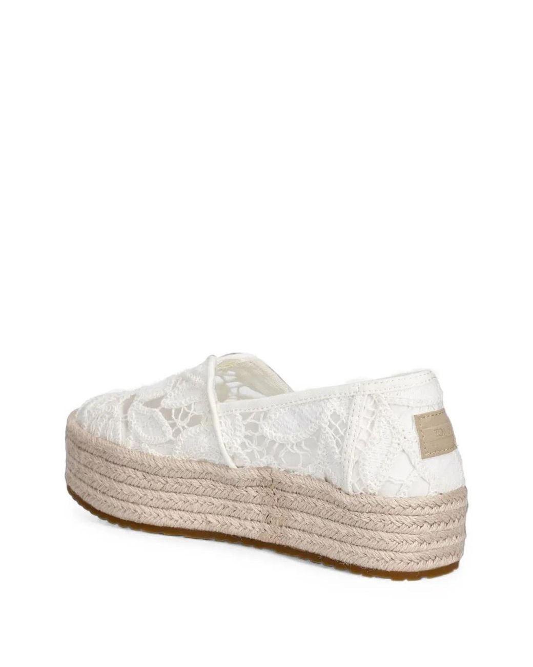 TOMS White Lace-Embroidered Platform Espadrilles