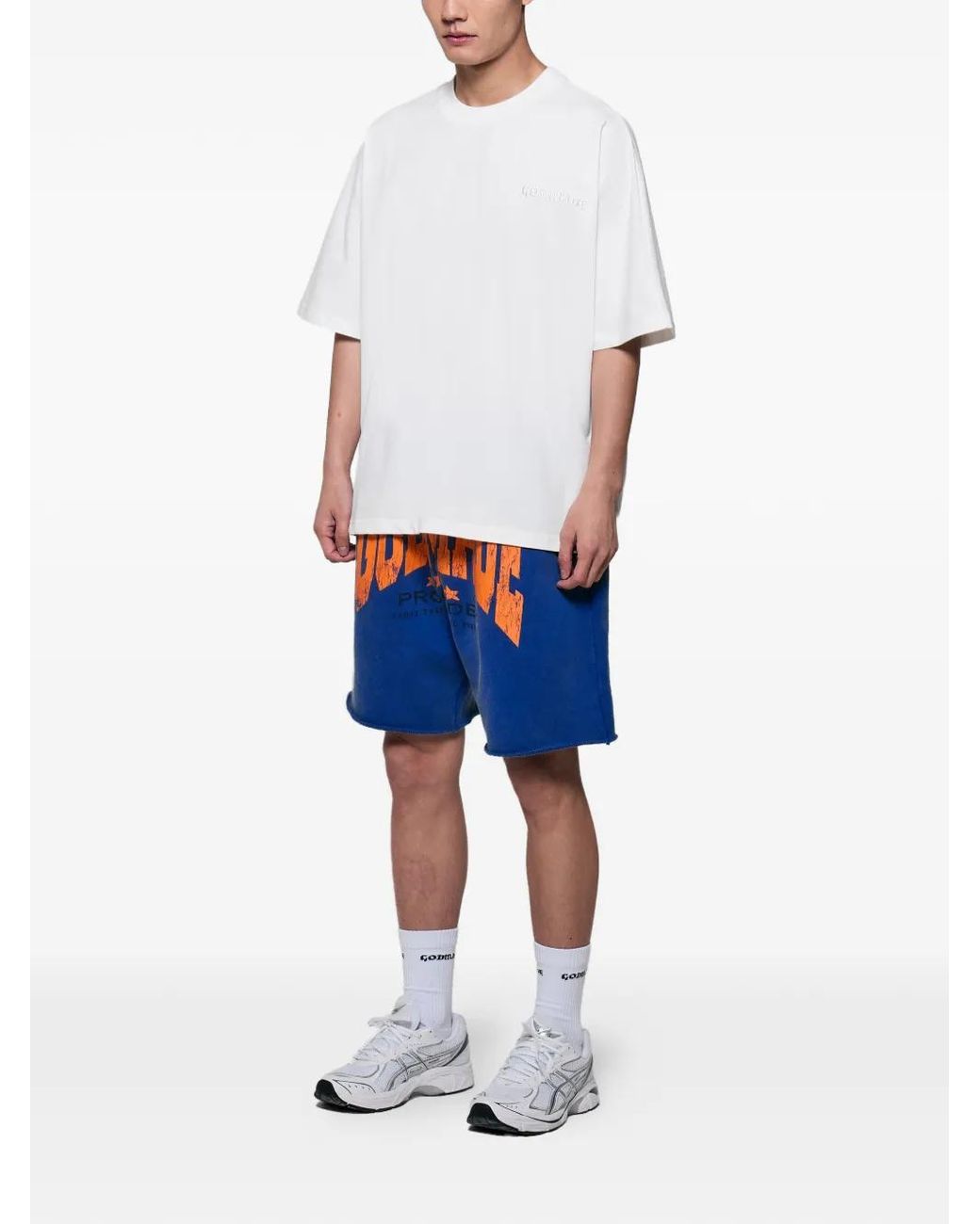 GODMADE Blue Provider Graphic-Print Shorts for men