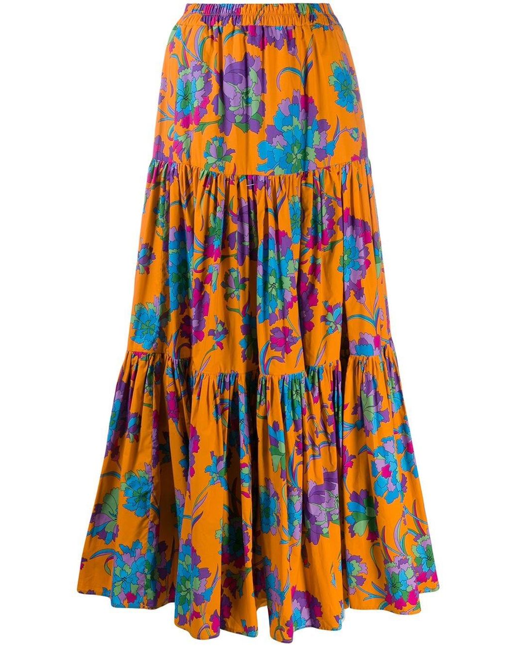 LaDoubleJ Printed Cotton Maxi Skirt in Orange - Save 15% - Lyst