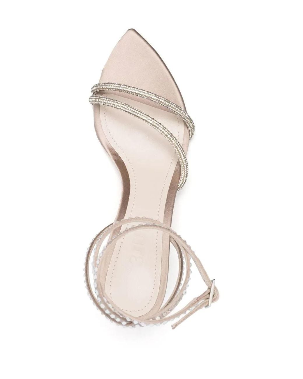 3Juin White Crystal-Embellished Low-Heel Sandals