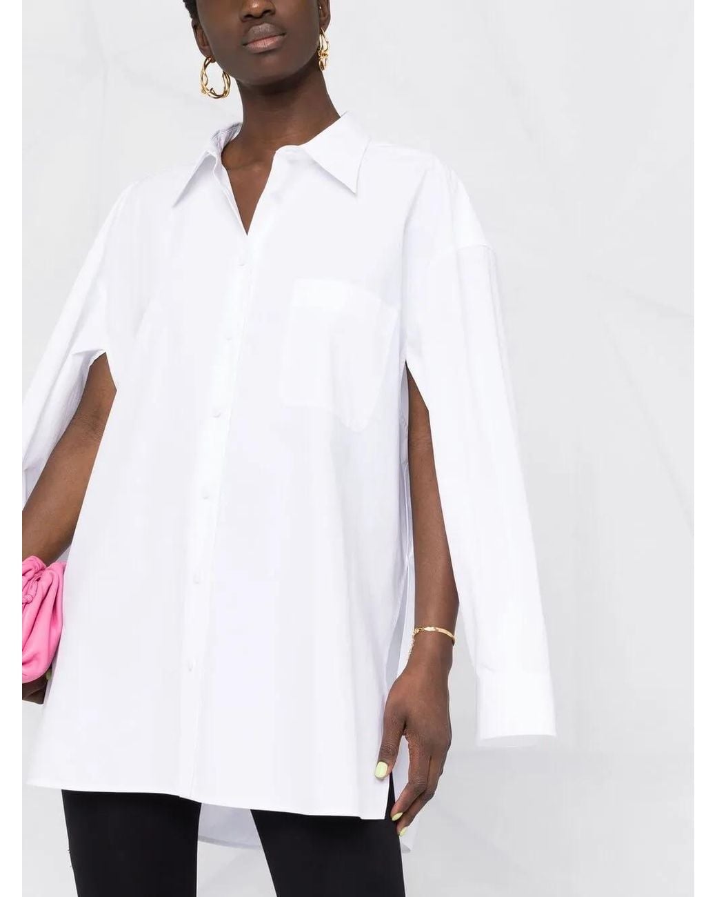 Valentino Garavani White Cape-Style Buttoned Shirt