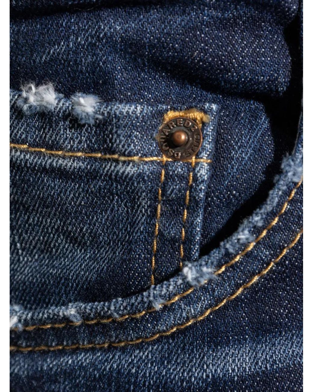 DSquared² Blue Logo-Patch Distressed Denim Jeans for men