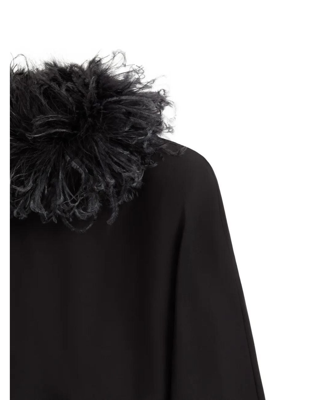 Valentino Garavani Black Feather-Trim Silk-Georgette Mini Dress