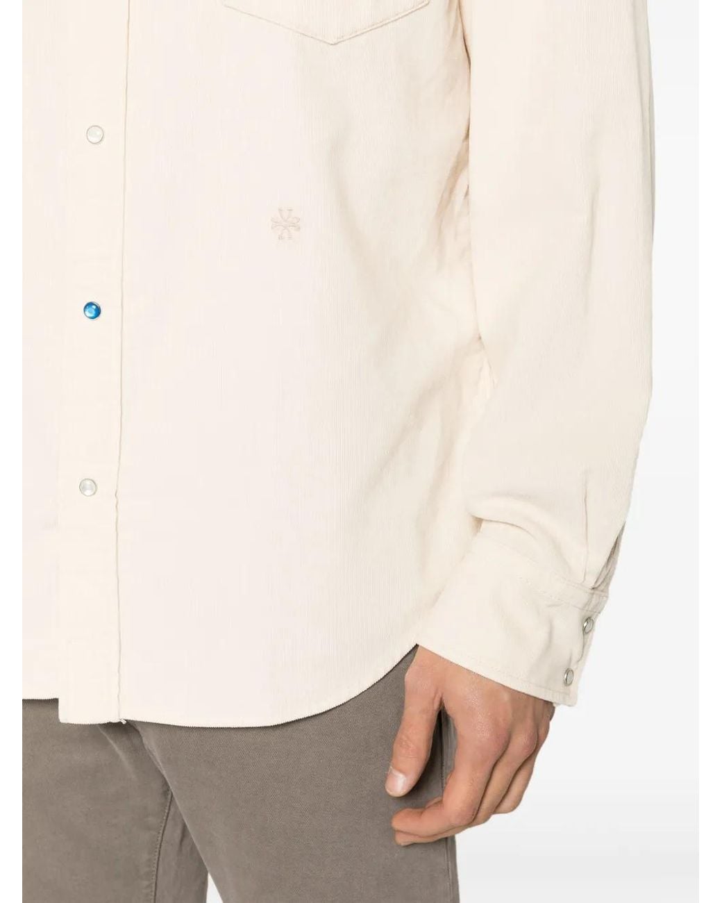 Jacob Cohen Natural Logo-Embroidery Corduroy Cotton Shirt for men