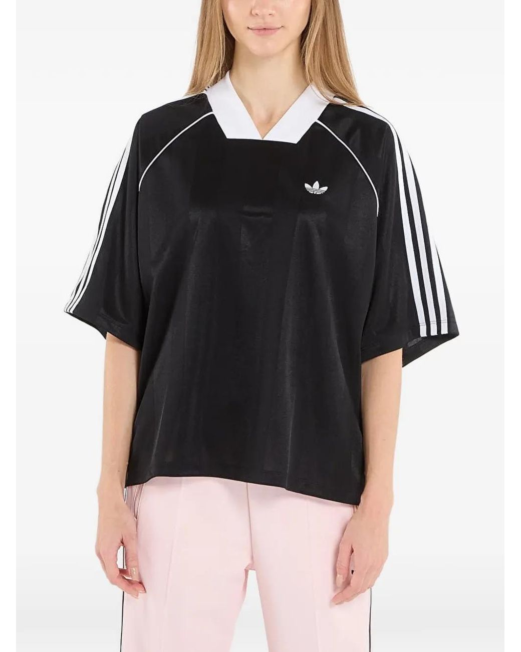 Adidas Black T-Shirt À Rayures En Jacquard