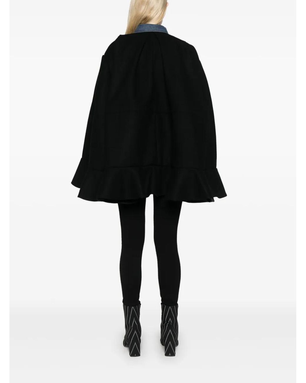 Sacai Blue Denim-Panel Cape