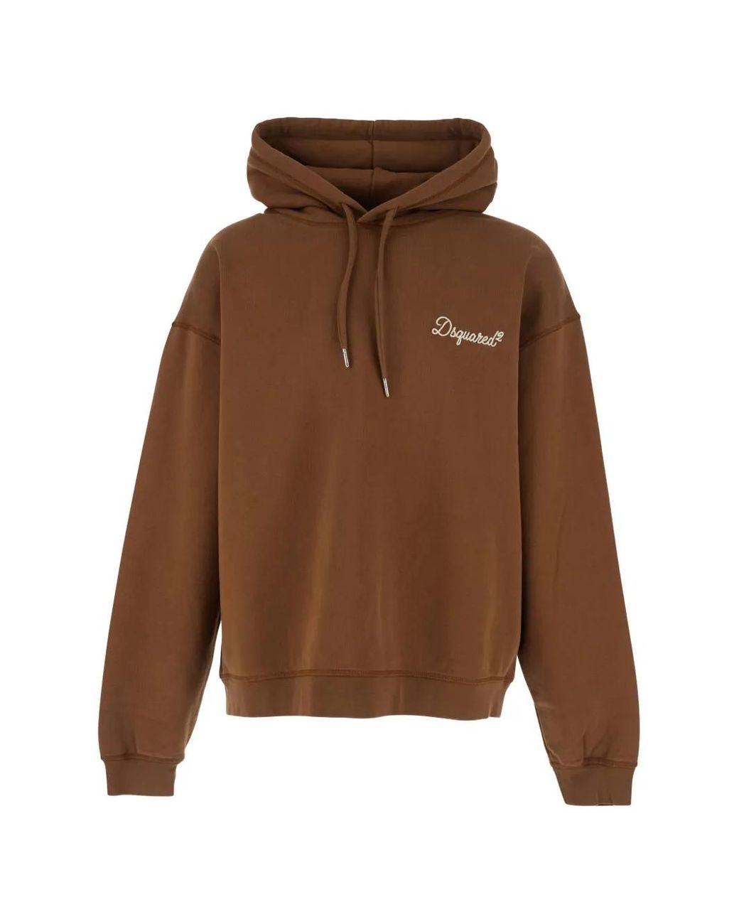 DSquared² Brown Hoodie With Drawstring Hood And Logo Lettering On The Front for men