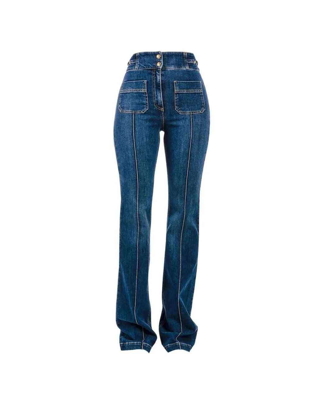Elisabetta Franchi Blue Logo-Detail Boot-Cut Jeans