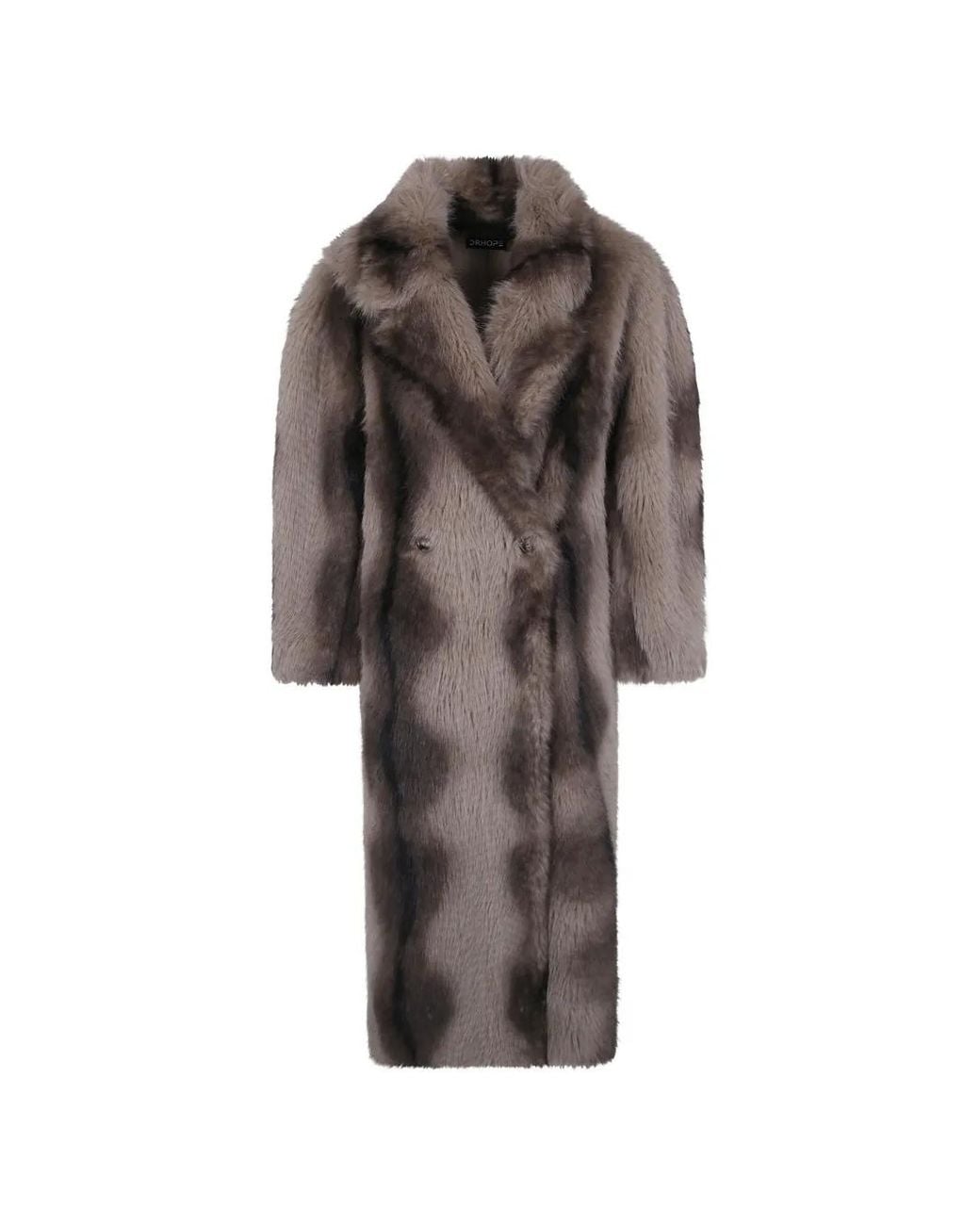 DR. HOPE Brown Double-Breasted Faux-Fur Coat