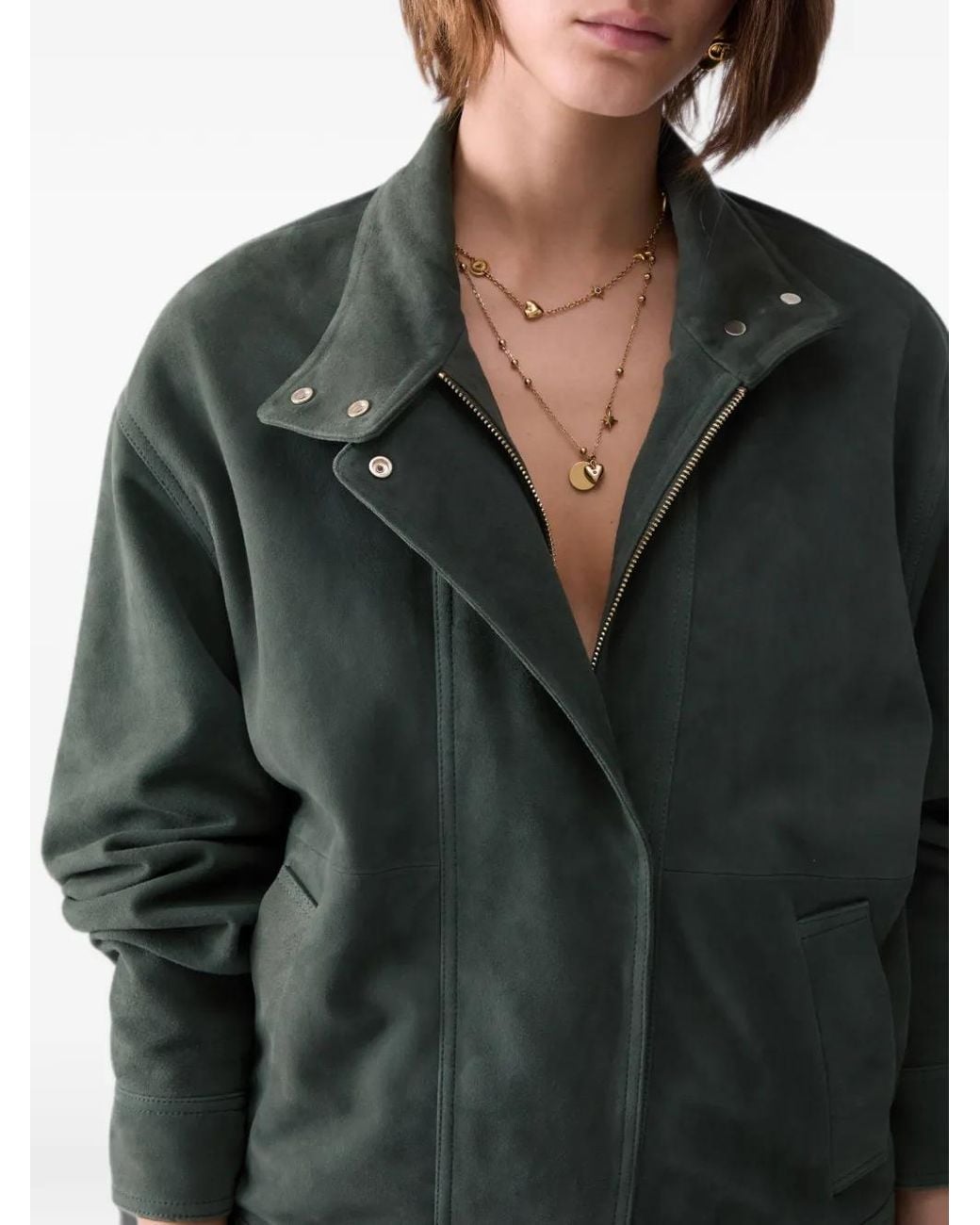 Liu Jo Green Suede Bomber Jacket