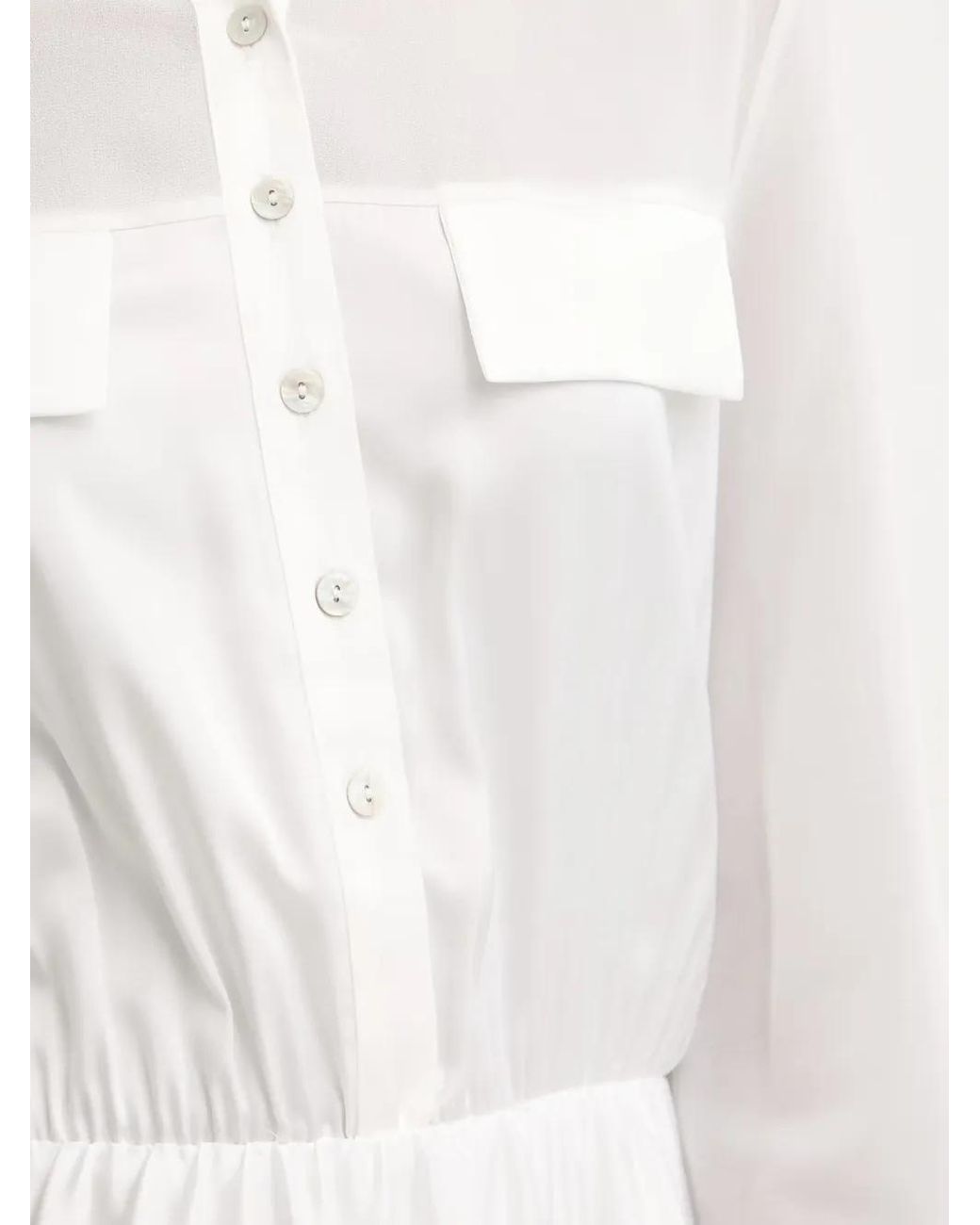 Fracomina White Button-Up Chest-Pocket Midi Dress