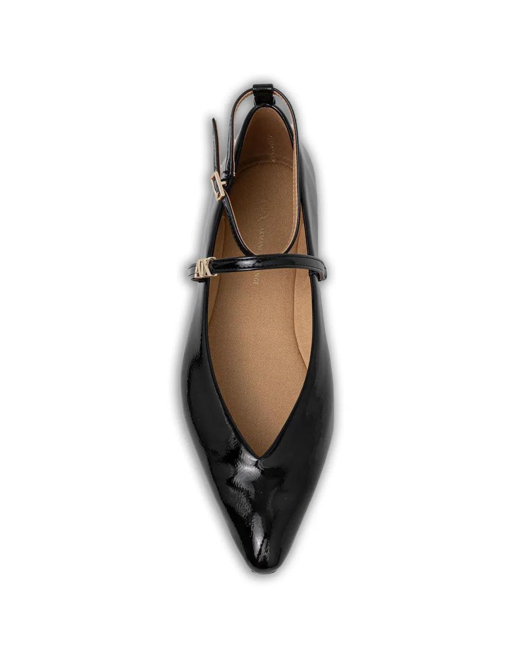 ARMANI EXCHANGE White Pointed Strap Ballet Flats
