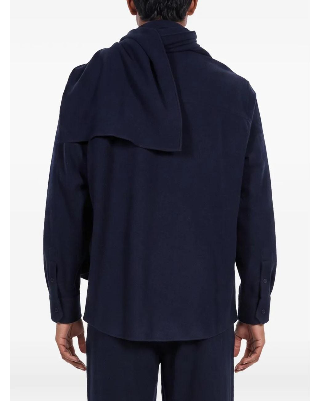 DARKPARK Blue Chemise George À Manches Longues Et Détail De Foulard for men